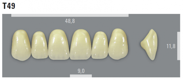 VITA MFT фронтальные верхние зубы, цвет 2L1.5 (B2), размер T49, 6 шт.