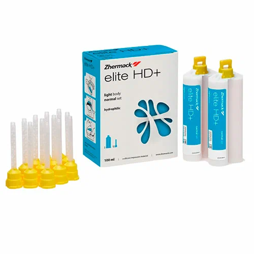 Zhermack elite HD+ корректура Light Body Normal Set, голубой (2 картриджа * 50 мл)