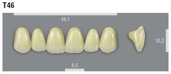 VITA MFT фронтальные верхние зубы, цвет 2L1.5 (B2), размер T46, 6 шт.