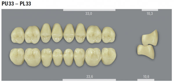 VITA MFT боковые нижние зубы, цвет 0M3 (BL), размер PL33, 8 шт.