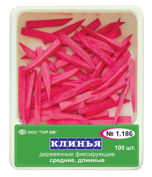 ТОР ВМ Клинья деревянные средние длинные (розовые) (100 шт.)
